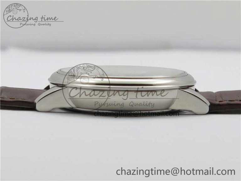 De Ville Prestige Real PR SS ZF 1:1  Best Edition White Dial YG Markers Brown Leather Strap MIYOTA 9015