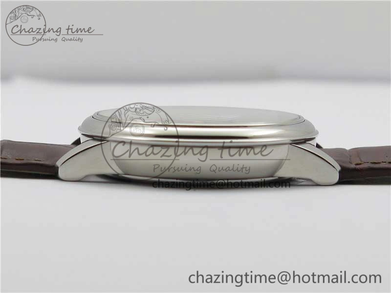 De Ville Prestige Real PR SS ZF 1:1  Best Edition White Dial YG Markers Brown Leather Strap MIYOTA 9015