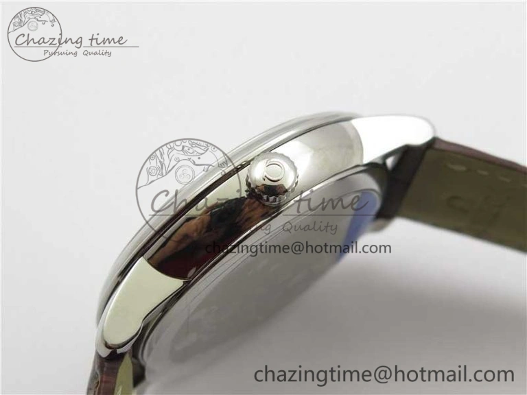 De Ville Prestige Real PR SS ZF 1:1  Best Edition White Dial YG Markers Brown Leather Strap MIYOTA 9015