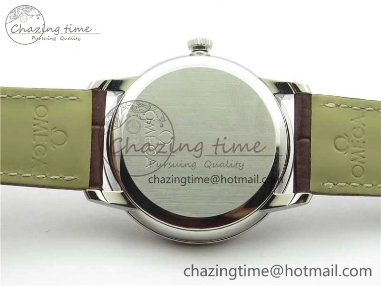 De Ville Prestige Real PR SS ZF 1:1  Best Edition White Dial YG Markers Brown Leather Strap MIYOTA 9015
