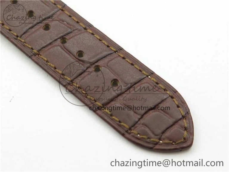De Ville Prestige Real PR SS ZF 1:1  Best Edition White Dial YG Markers Brown Leather Strap MIYOTA 9015