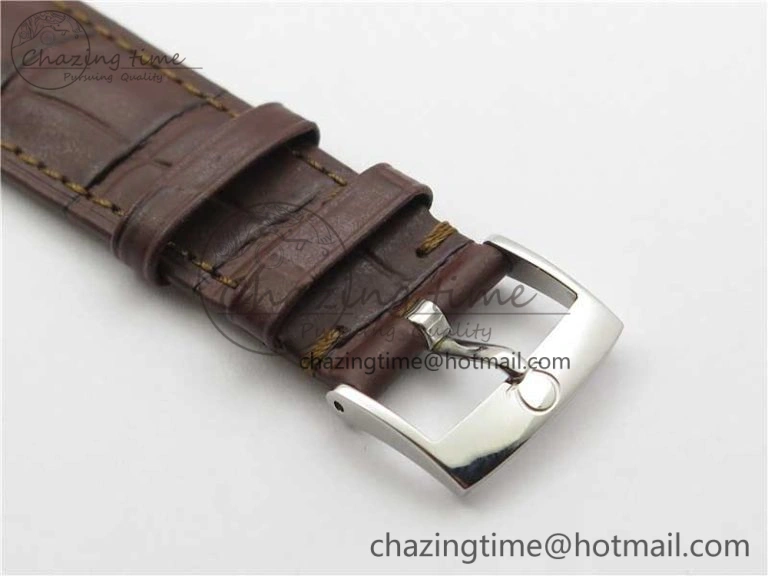 De Ville Prestige Real PR SS ZF 1:1  Best Edition White Dial YG Markers Brown Leather Strap MIYOTA 9015