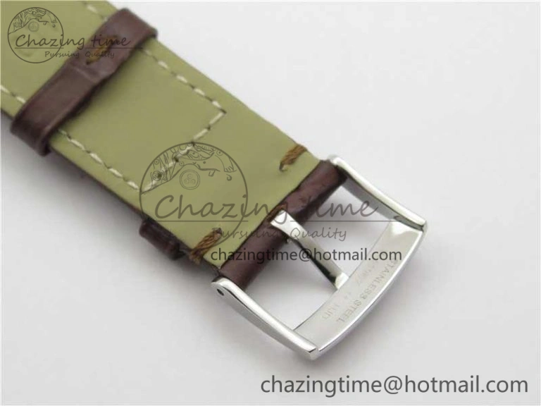 De Ville Prestige Real PR SS ZF 1:1  Best Edition White Dial YG Markers Brown Leather Strap MIYOTA 9015