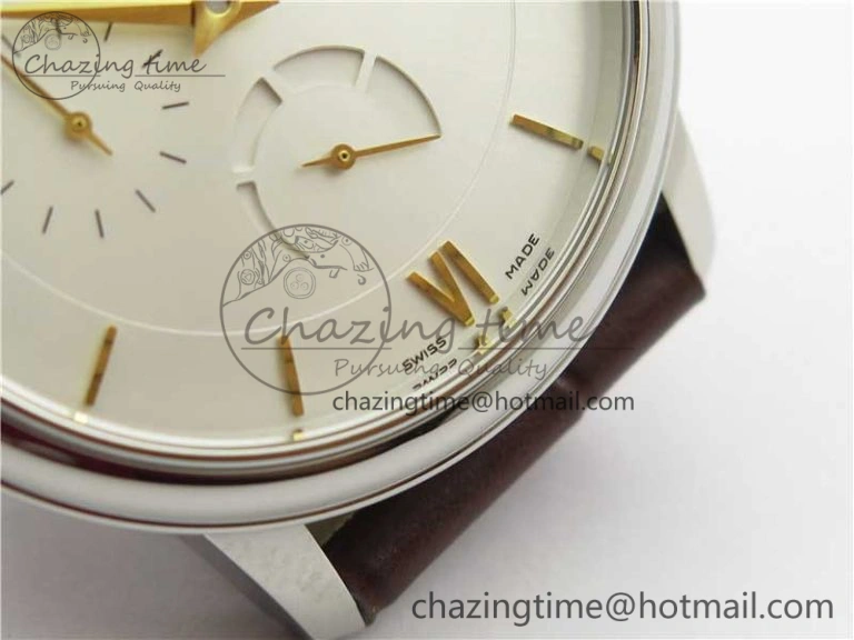 De Ville Prestige Real PR SS ZF 1:1  Best Edition White Dial YG Markers Brown Leather Strap MIYOTA 9015