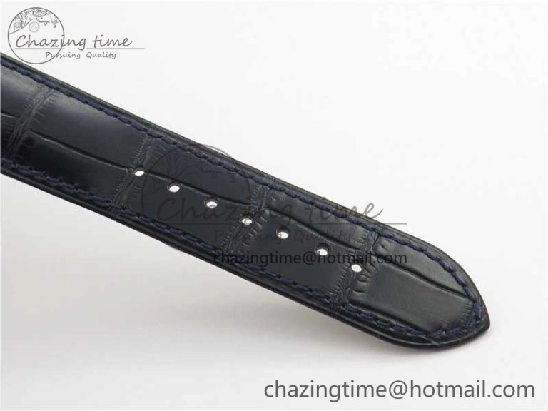 De Ville Prestige Real PR SS ZF 1:1 Best Edition Gray Dial Blue Markers on Blue Leather Strap MIYOTA 9015