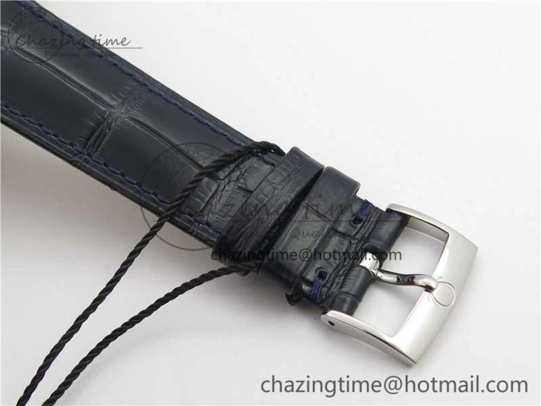 De Ville Prestige Real PR SS ZF 1:1 Best Edition Gray Dial Blue Markers on Blue Leather Strap MIYOTA 9015