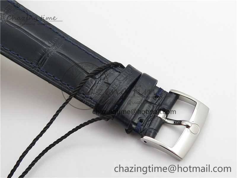 De Ville Prestige Real PR SS ZF 1:1 Best Edition Gray Dial Blue Markers on Blue Leather Strap MIYOTA 9015
