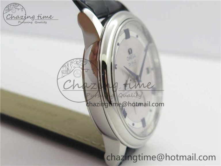 De Ville Prestige Real PR SS ZF 1:1 Best Edition Gray Dial Blue Markers on Blue Leather Strap MIYOTA 9015