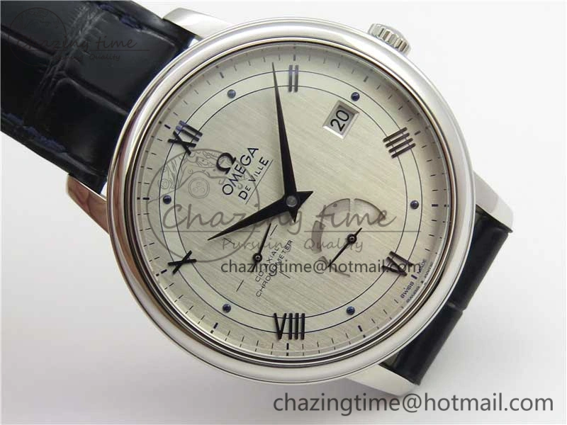 De Ville Prestige Real PR SS ZF 1:1 Best Edition Gray Dial Blue Markers on Blue Leather Strap MIYOTA 9015
