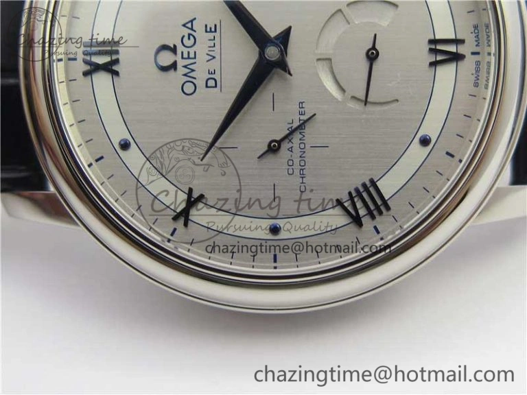De Ville Prestige Real PR SS ZF 1:1 Best Edition Gray Dial Blue Markers on Blue Leather Strap MIYOTA 9015