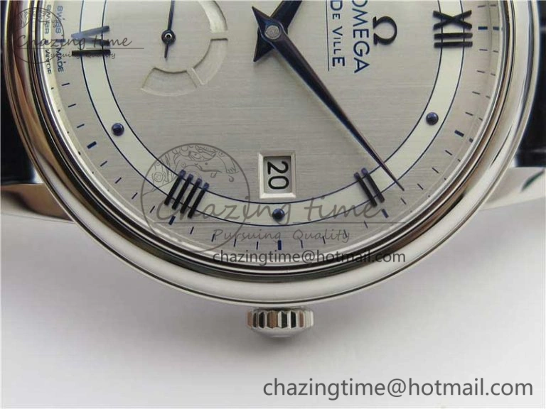 De Ville Prestige Real PR SS ZF 1:1 Best Edition Gray Dial Blue Markers on Blue Leather Strap MIYOTA 9015