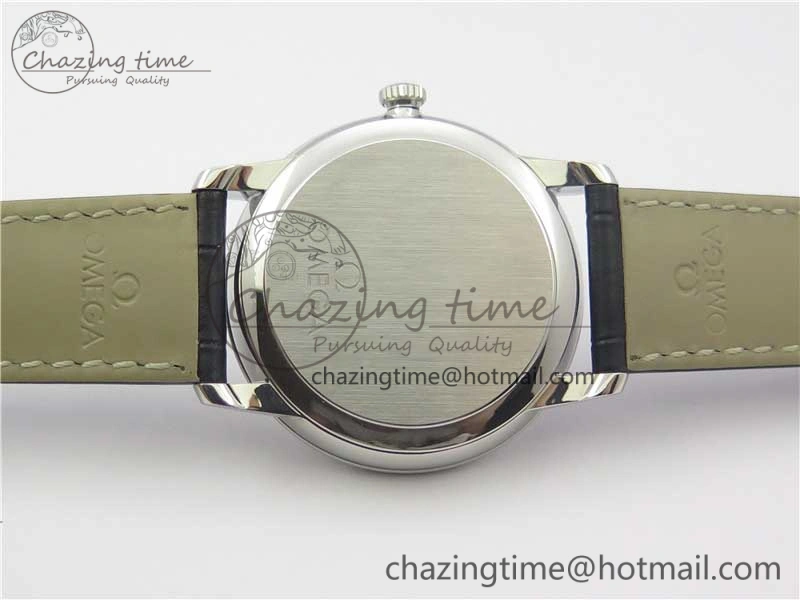 De Ville Prestige Real PR SS ZF 1:1 Best Edition White Dial Blue Markers on Black Leather Strap MIYOTA 9015
