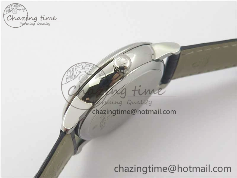 De Ville Prestige Real PR SS ZF 1:1 Best Edition White Dial Blue Markers on Black Leather Strap MIYOTA 9015
