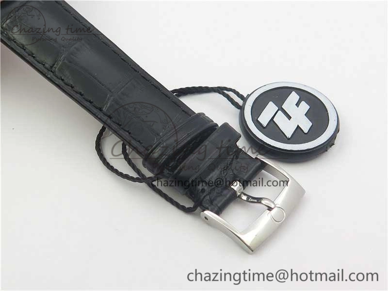 De Ville Prestige Real PR SS ZF 1:1 Best Edition White Dial Blue Markers on Black Leather Strap MIYOTA 9015
