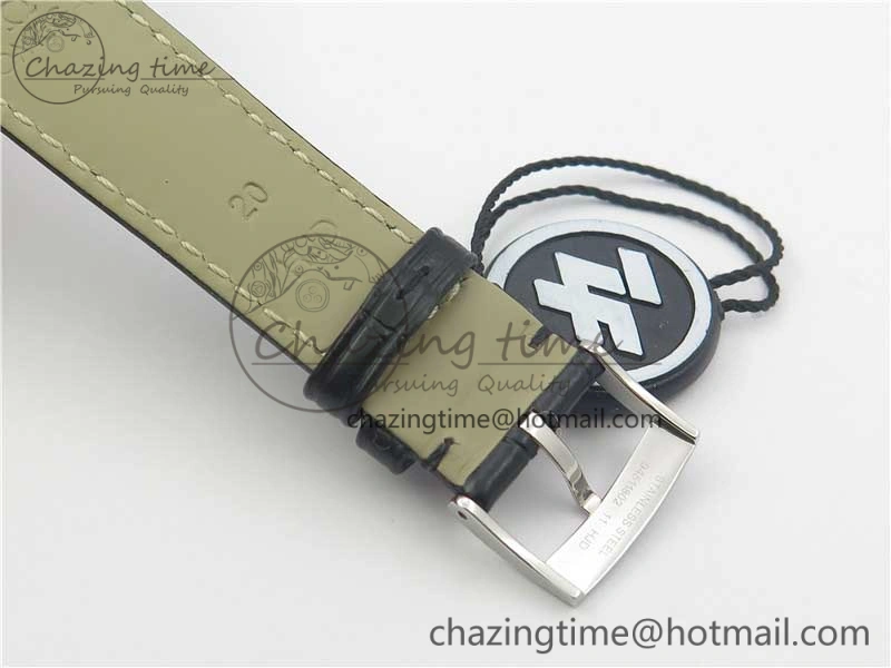 De Ville Prestige Real PR SS ZF 1:1 Best Edition White Dial Blue Markers on Black Leather Strap MIYOTA 9015