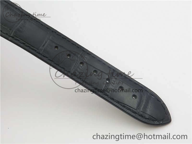 De Ville Prestige Real PR SS ZF 1:1 Best Edition White Dial Blue Markers on Black Leather Strap MIYOTA 9015