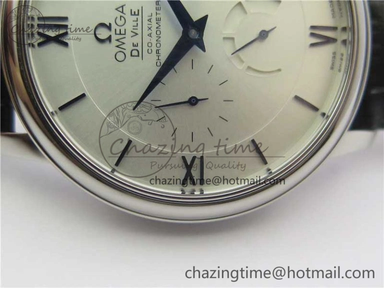 De Ville Prestige Real PR SS ZF 1:1 Best Edition White Dial Blue Markers on Black Leather Strap MIYOTA 9015