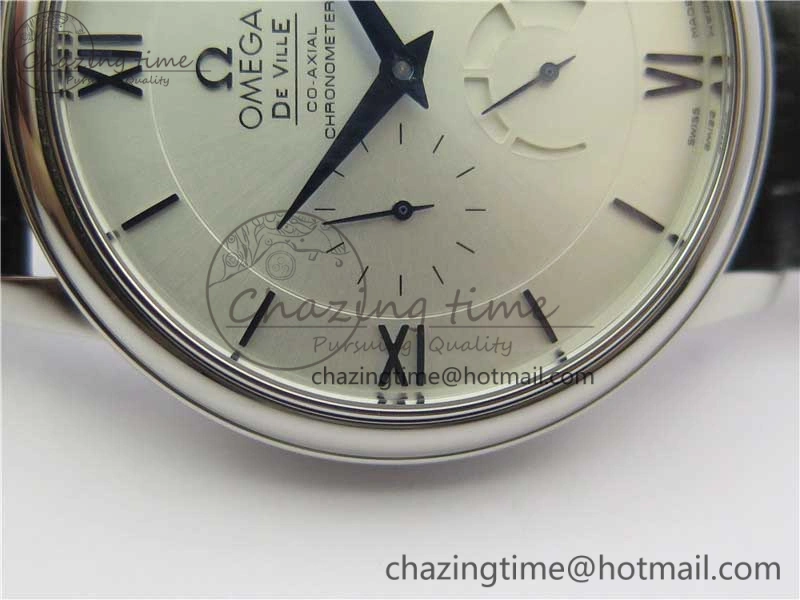De Ville Prestige Real PR SS ZF 1:1 Best Edition White Dial Blue Markers on Black Leather Strap MIYOTA 9015