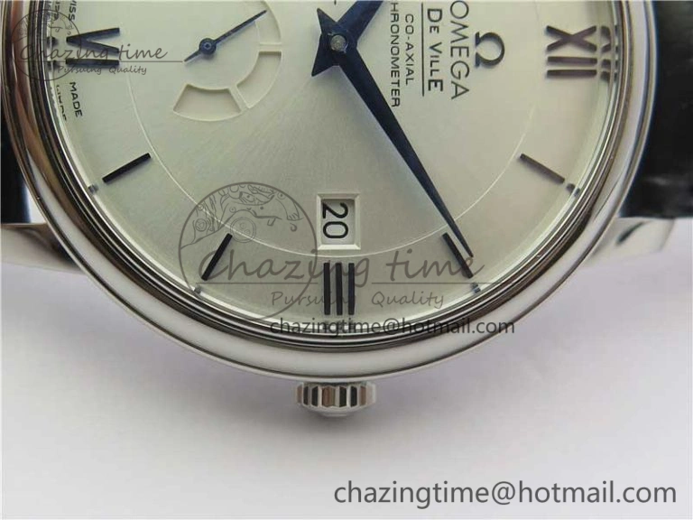 De Ville Prestige Real PR SS ZF 1:1 Best Edition White Dial Blue Markers on Black Leather Strap MIYOTA 9015