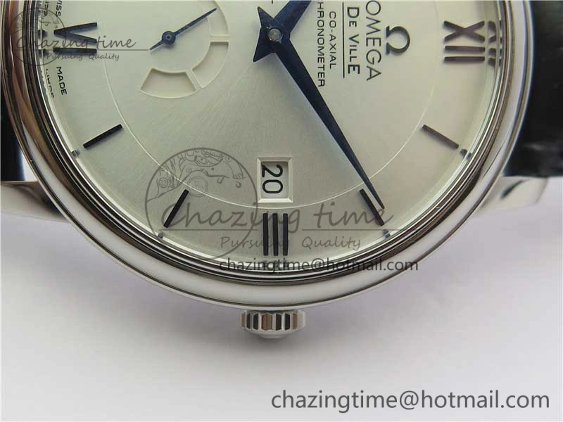De Ville Prestige Real PR SS ZF 1:1 Best Edition White Dial Blue Markers on Black Leather Strap MIYOTA 9015