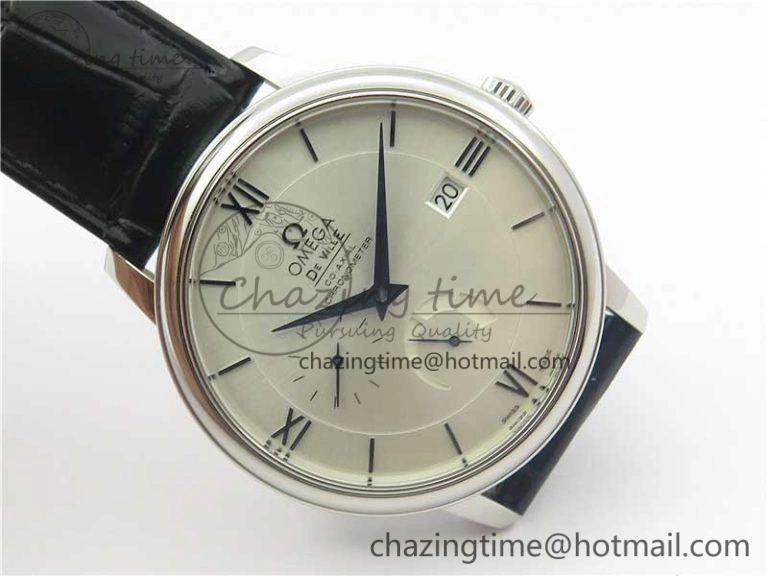 De Ville Prestige Real PR SS ZF 1:1 Best Edition White Dial Blue Markers on Black Leather Strap MIYOTA 9015