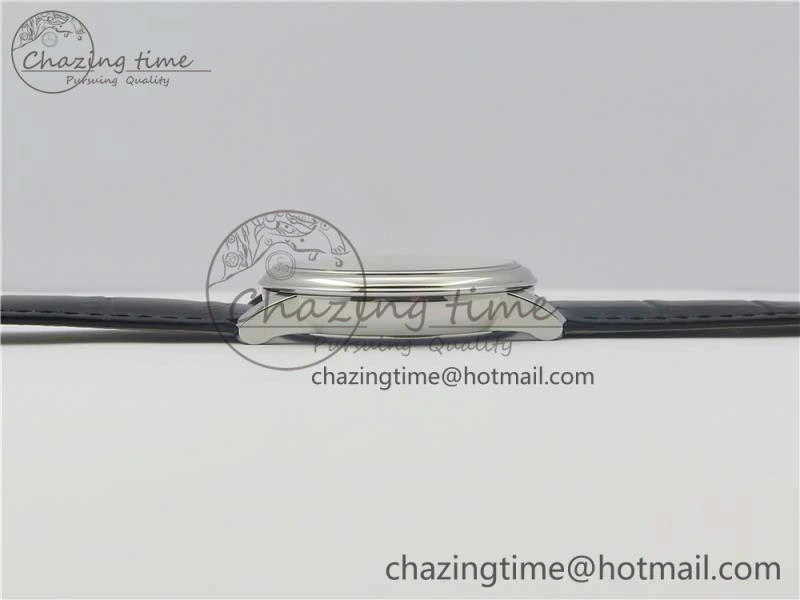 De Ville Prestige Real PR SS ZF 1:1 Best Edition White Dial Blue Markers on Black Leather Strap MIYOTA 9015