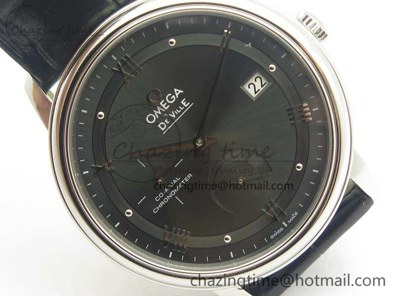 De Ville Prestige Real Power Reserve SS TW 1:1 Best Edition Gray Dial On Leather Strap A2824