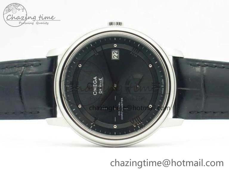 De Ville Prestige Real Power Reserve SS TW 1:1 Best Edition Gray Dial On Leather Strap A2824