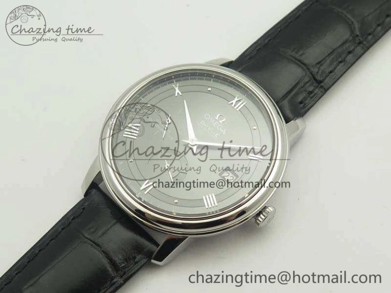 De Ville Prestige Real Power Reserve SS TW 1:1 Best Edition Gray Dial On Leather Strap A2824