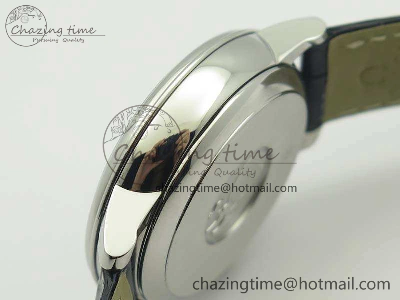 De Ville Prestige Real Power Reserve SS TW 1:1 Best Edition Silver Dial Blue Markers On Leather Strap A2824