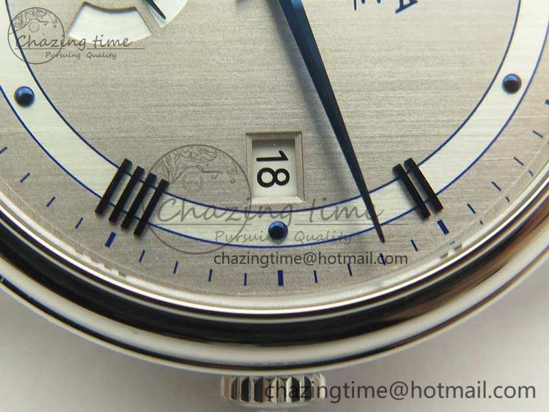 De Ville Prestige Real Power Reserve SS TW 1:1 Best Edition Silver Dial Blue Markers On Leather Strap A2824