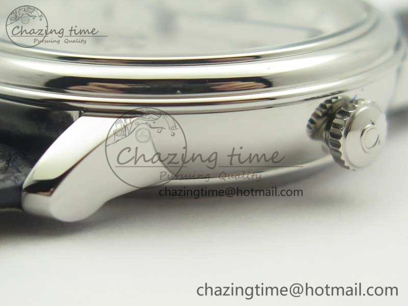 De Ville Prestige Real Power Reserve SS TW 1:1 Best Edition Silver Dial Blue Markers On Leather Strap A2824