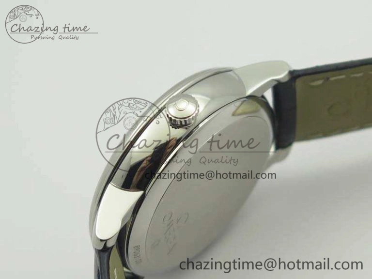 De Ville Prestige Real Power Reserve SS TW 1:1 Best Edition White Dial Blue Markers On Leather Strap A2824