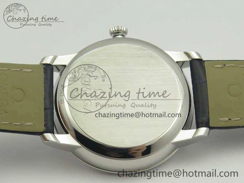 De Ville Prestige Real Power Reserve SS TW 1:1 Best Edition White Dial Blue Markers On Leather Strap A2824