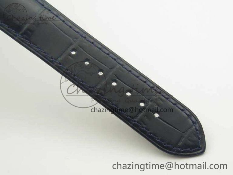 De Ville Prestige Real Power Reserve SS TW 1:1 Best Edition White Dial Blue Markers On Leather Strap A2824