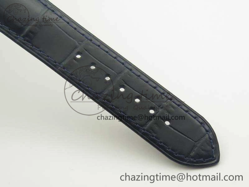 De Ville Prestige Real Power Reserve SS TW 1:1 Best Edition White Dial Blue Markers On Leather Strap A2824