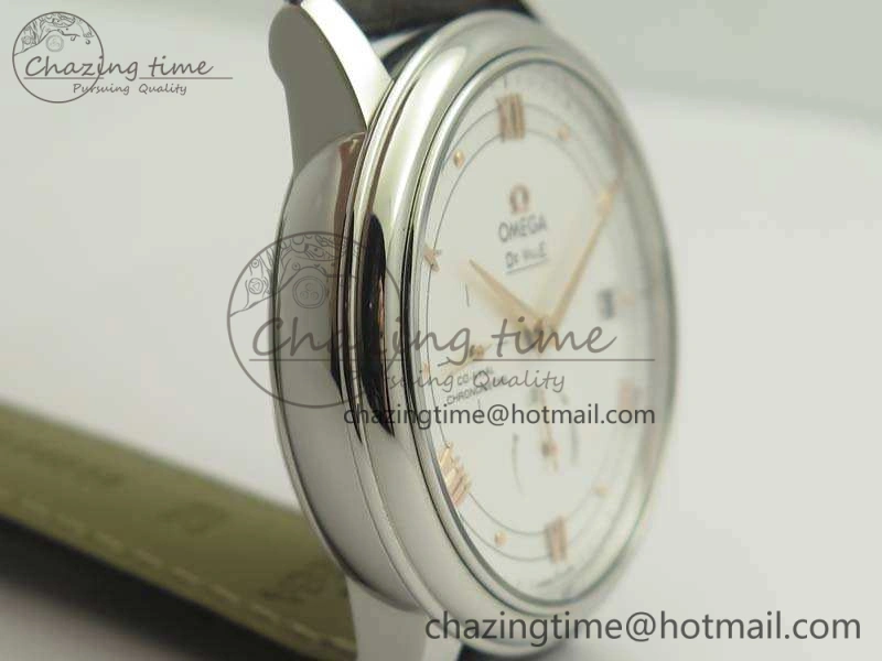 De Ville Prestige Real Power Reserve SS TW 1:1 Best Edition White Dial RG Markers On Leather Strap A2824