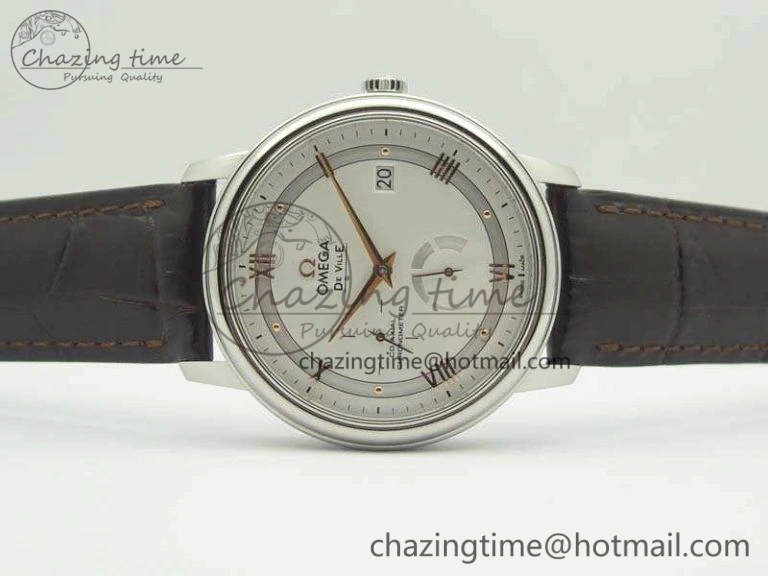 De Ville Prestige Real Power Reserve SS TW 1:1 Best Edition White Dial RG Markers On Leather Strap A2824