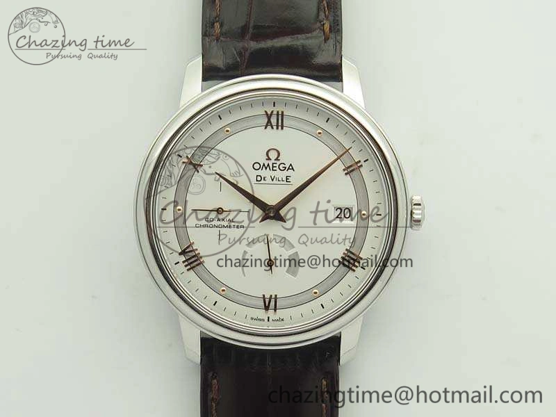 De Ville Prestige Real Power Reserve SS TW 1:1 Best Edition White Dial RG Markers On Leather Strap A2824