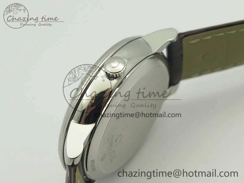 De Ville Prestige Real Power Reserve SS TW 1:1 Best Edition White Dial SS Markers On Leather Strap A2824