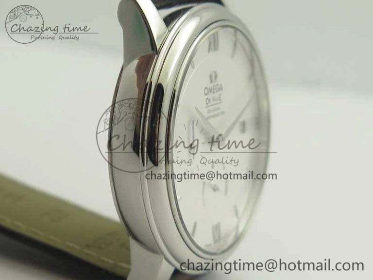 De Ville Prestige Real Power Reserve SS TW 1:1 Best Edition White Dial SS Markers On Leather Strap A2824