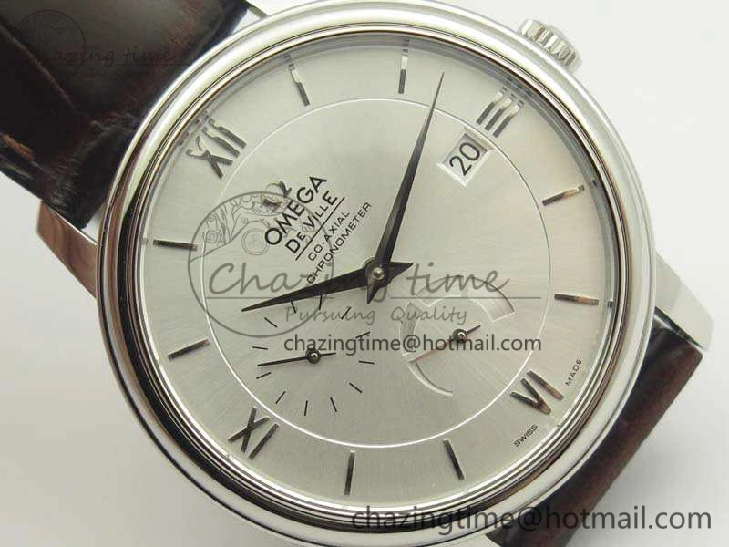 De Ville Prestige Real Power Reserve SS TW 1:1 Best Edition White Dial SS Markers On Leather Strap A2824