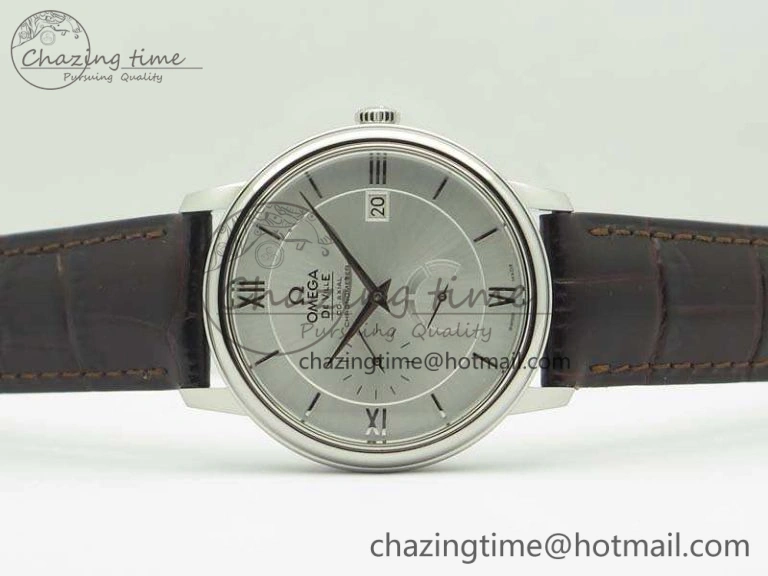 De Ville Prestige Real Power Reserve SS TW 1:1 Best Edition White Dial SS Markers On Leather Strap A2824