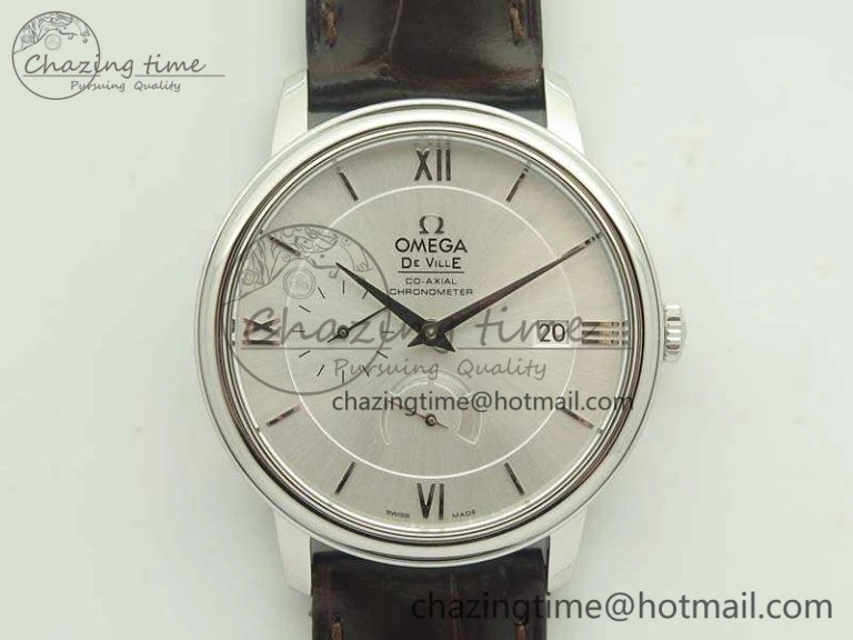 De Ville Prestige Real Power Reserve SS TW 1:1 Best Edition White Dial SS Markers On Leather Strap A2824