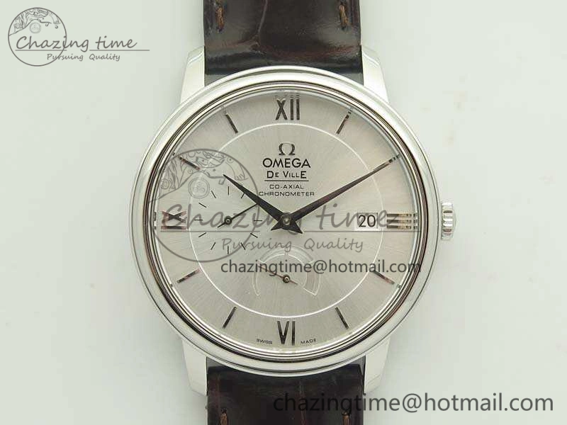 De Ville Prestige Real Power Reserve SS TW 1:1 Best Edition White Dial SS Markers On Leather Strap A2824