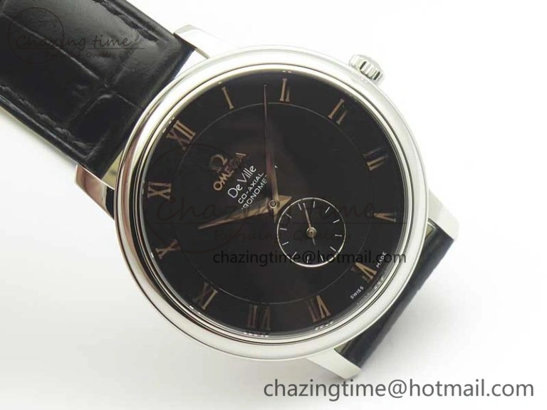 De Ville Prestige Small Second TWF 1:1 Best Edition Black Dial on Black Leather Strap MIYOTA 9015