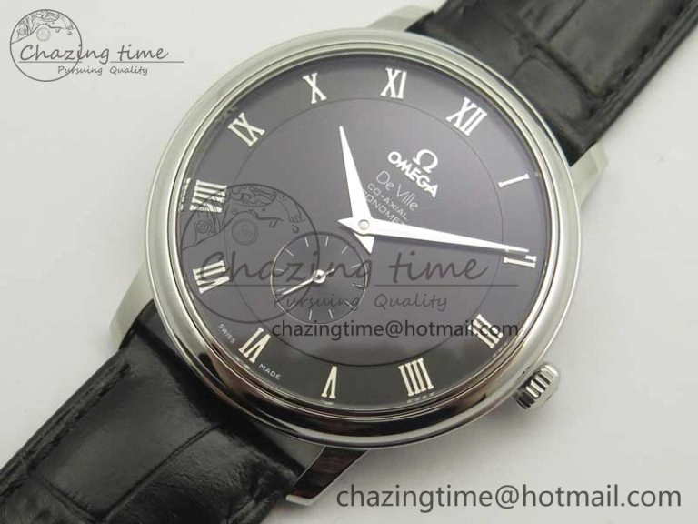 De Ville Prestige Small Second TWF 1:1 Best Edition Black Dial on Black Leather Strap MIYOTA 9015
