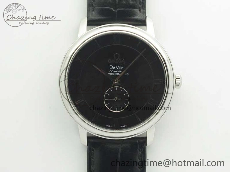 De Ville Prestige Small Second TWF 1:1 Best Edition Black Dial on Black Leather Strap MIYOTA 9015