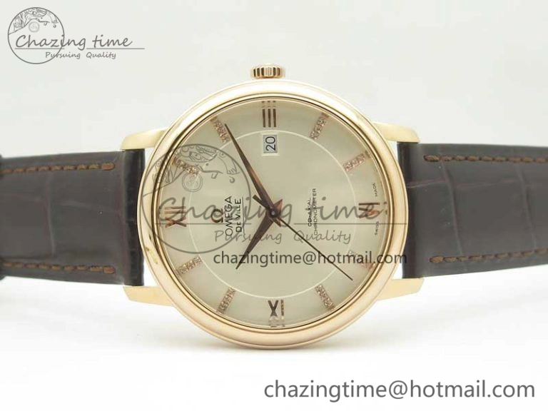 De Ville RG MKF 1:1 Best Edition Silver Dial Diamonds Markers on Brown Leather Strap MIYOTA 9015 V4