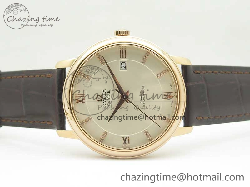 De Ville RG MKF 1:1 Best Edition Silver Dial Diamonds Markers on Brown Leather Strap MIYOTA 9015 V4